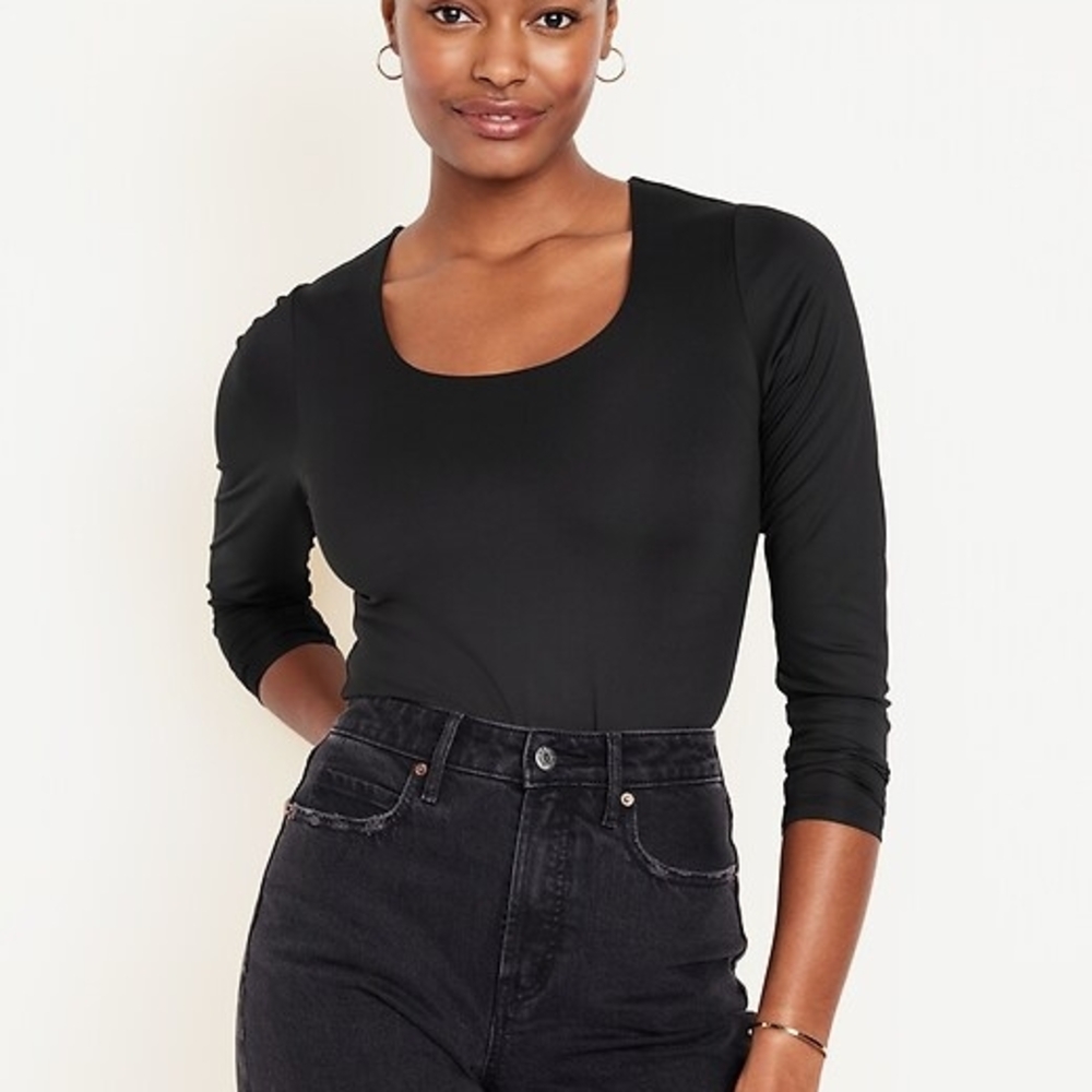 Old Navy Black Long Sleeve Fitted Bodysuit